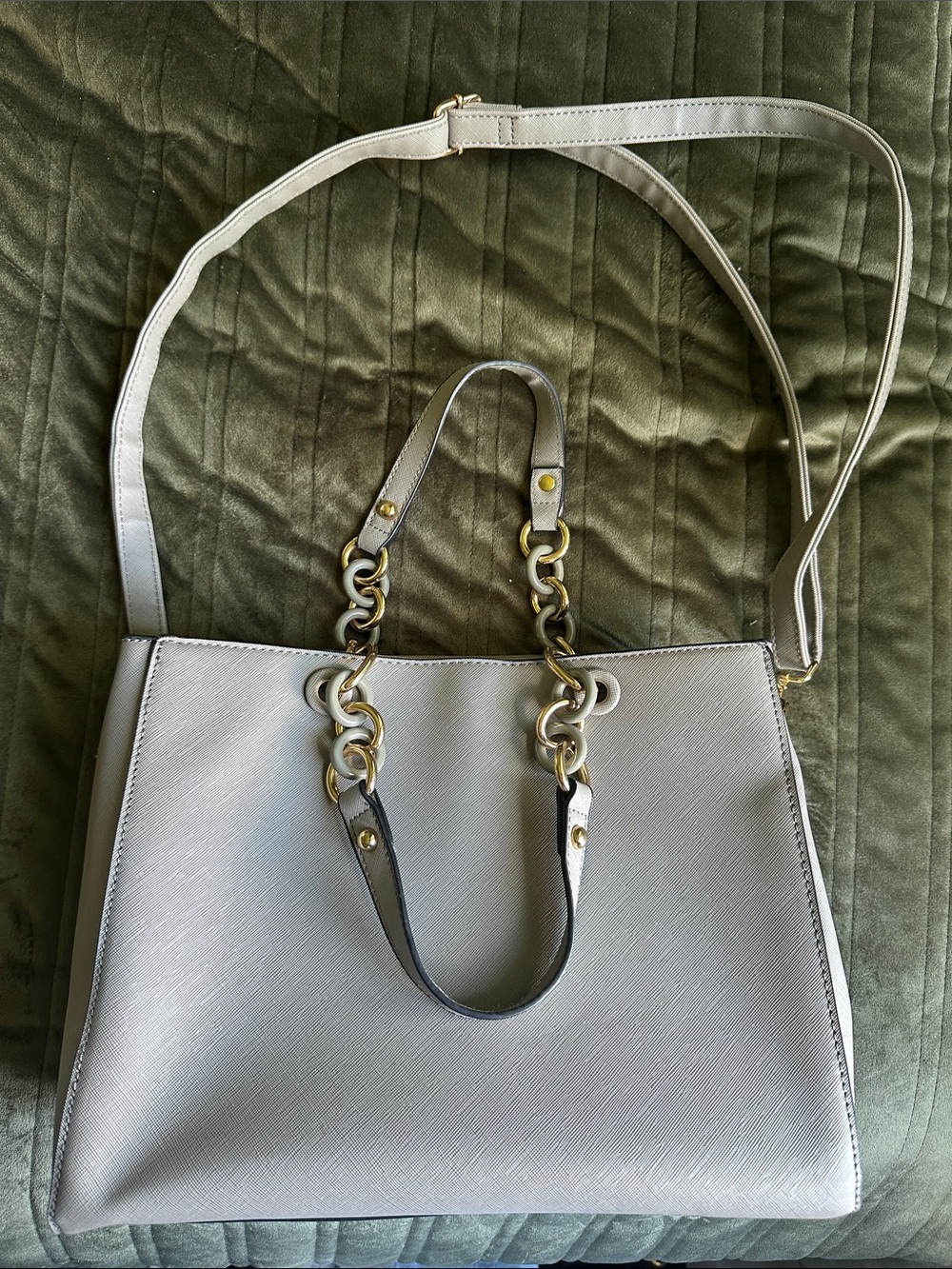 Women's grey Chain-Accent Tote Bag